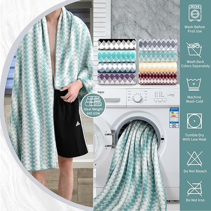 8 Piece Bathroom Towel Set Aqua |2 Oversized Large Bath Towels Sheet, 2 Hand