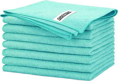 FIXSMITH Turquoise Microfiber Cleaning Cloth -Pack of 8, Highly Absorbent