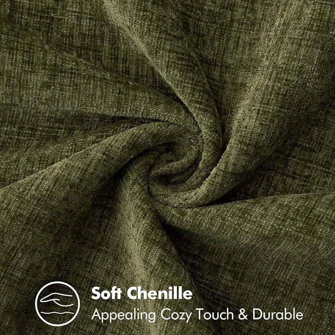 MIULEE Pack of 2 Couch Throw Pillow Covers 18x18 Inch Olive Green Farmhouse Decorative Pillow Covers with Stitched Edge Soft Chenille Solid Dyed Pillow Covers for Sofa Bed Living Room