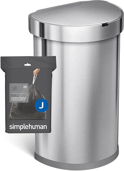 simplehuman Code J 40 Count, Genuine Odorsorb Custom Fit Liners, Drawstring