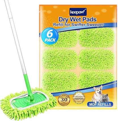 KEEPOW Reusable Microfiber Mop Pads Compatible