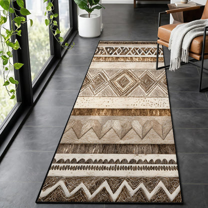 Southwestern Aztec Runner Rug 2x8ft Bohemian Tribal Runner Rug, Rustic Neutral Country Rugs, Retro Western Southwest Rugs for Hallways, Washable Non-Slip Carpet for Bedroom Living Room