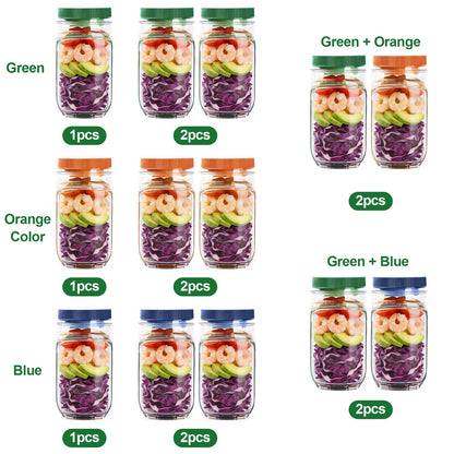 Celsisignis Salad Pod, 1000ml Side-Opening Salad Container (Salad Container for Lunch), Lunch Salad Box for Office, Gym, Camping, Outdoor Activities, Gatherings, Various Locations (2, Green & Blue)
