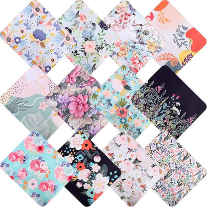 12Pcs Multicolor Flowers Drawing Microfiber Cleaning Cloths