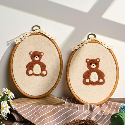 Needle Felted Bear Nursery Wall Decor Wall Art Decorative Artwork for Boy Girl Nursery Living Room Home Decor 7.5 INCH