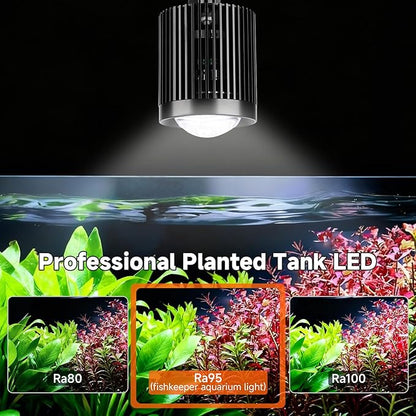 fishkeeper Clip On Aquarium Light, 24/7 Fish Tank Light with Timer, DIY 3 Colors & 10 Brightness Full Spectrum Aquarium LED Lights with Adjustable Metal Clamp for Freshwater Plants Fish Tanks (60W)