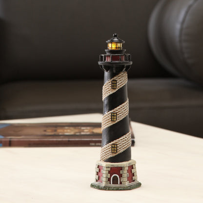 Hosley 8 Inch Resin Tabletop Lighthouse Blinking Light Decor - Ideal Coastal Beach Nautical Gift for Home, Farmhouse, Wedding, Teacher Appreciation
