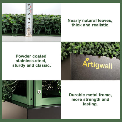 Artigwall Artificial Hedge Wall, Boxwood Grass Panels with Planter, Fake Greenery Divider Fence for Outdoor Patio,60Lx48Hx14D