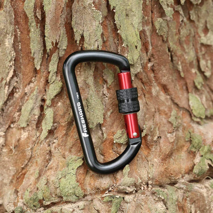 FresKaro Carabiner Clip, Locking and Small, Heavy Duty Carbineers, Key and Keychain Clips, Black Karabiner 3inch, Aluminum, D-Ring, for Belt, Hammock, Weight Bearing, Hiking, Dog Crate, 2Pack