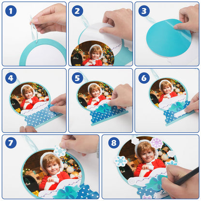 Barydat 24 Set Winter Picture Frame Craft Kits Paper Snow Globe Crafts for Kids Bulk Christmas Tree Ornament DIY Winter Photo Frame Crafts for Home Classroom Activities Party Decoration