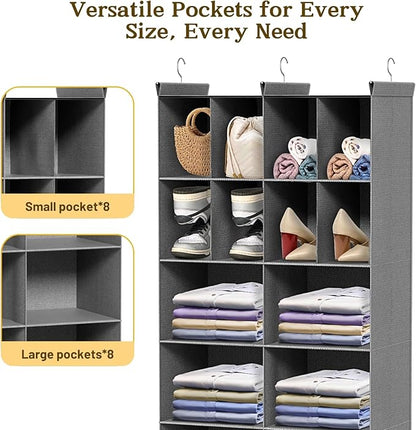 Ofiray-home 6 Tier Hanging Closet Organizer, 16 Compartments Sweater Organizer