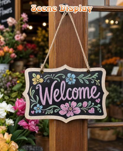 Gaahkai 10 PCS Large Hanging Chalkboard Signs, 9"x6" Reusable Double Sided Wooden Chalk Board for Wedding Kitchen & Party