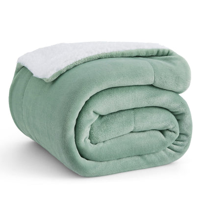 Bedsure GentleSoft Sherpa Fleece Blankets Queen Size for Bed - Thick and Warm, Soft Fuzzy Plush Queen Blanket for Winter, Grey, 90x90 Inches
