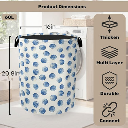 Blue Polka Dots Laundry Basket