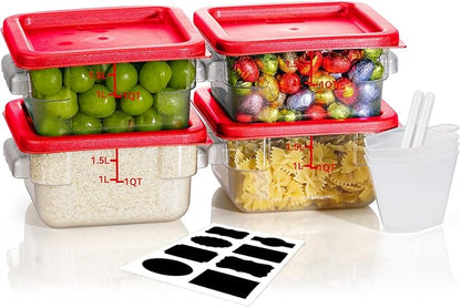 2QT NSF Food Storage Containers: 8 PCS Commercial Clear Square Food Storage