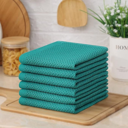 Kitinjoy 100% Cotton Kitchen Dish Cloths, 12 Pack Waffle Weave Ultra Soft