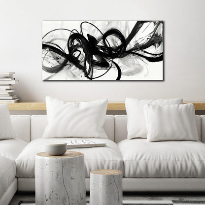 AUUZAIUA Abstract Wall Art for Living Room Black and White Swirl Lines Pictures Large Minimalist Artwork for Bedroom Kitchen Office Canvas Prints 20"x40"