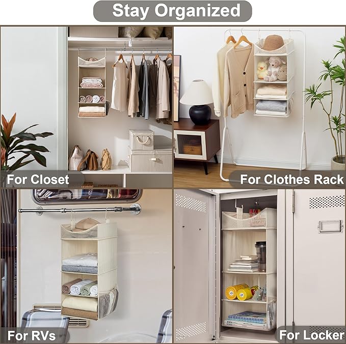 StorageWorks 3-Shelf Hanging Closet Organizer, Adjustable Hanging Closet