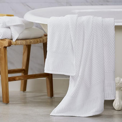 NY Loft 100% Cotton 6 Piece Bath Towel Set | White Towels | Oeko-TEX® Standard