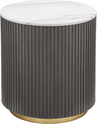 Coaster Home Furnishings - Jason - Wood and Metal - 3-Piece Coffee Table Set with Marble Tops, Reeded Drum Bases, and Gold Ring Accents - Living Room - Charcoal and White Marble - 710418-S3
