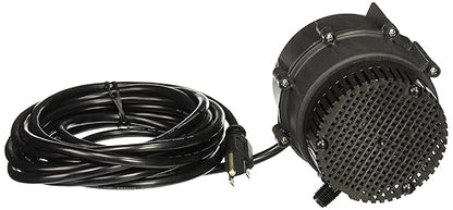 Little Giant NK-2 "NO-KORODE" Series, 115 Volt, 1/40 HP, 325 GPH Mild Acid, Alkalis and Hard Water Manual Submersible Pump with 18-Ft. Cord, Black, 527176