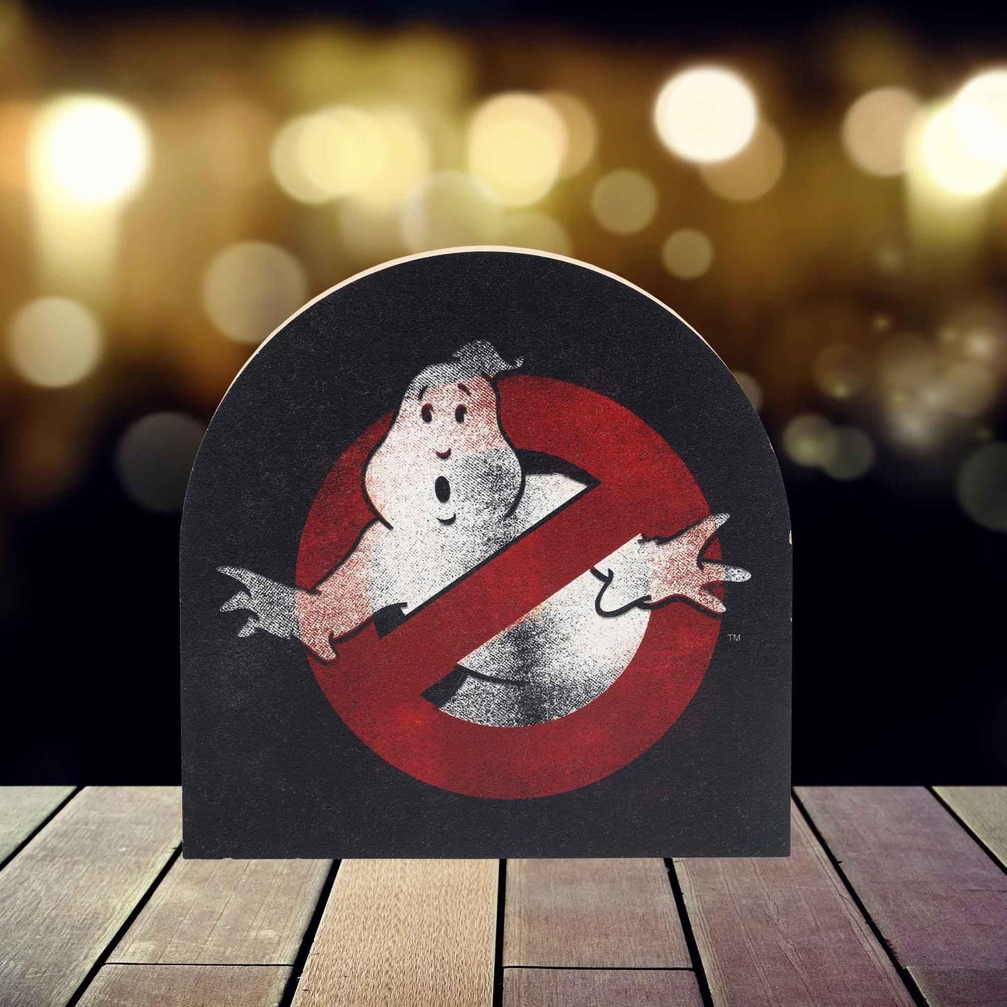 Ghostbusters Logo Shelf Sitter Decoration - Fun Wood Block Sign for Movie Room or Halloween Decor