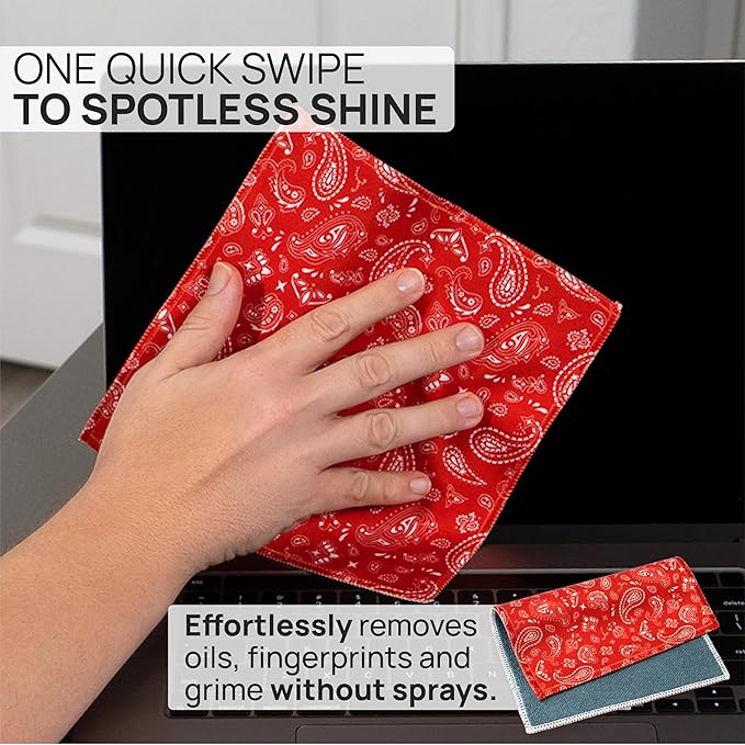 Quick Cloth Microfiber Glasses Cleaning Cloths – 8x8, Paisley Red, 1 Pack