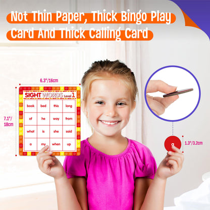 SpriteGru Sight Word Bingo Game, 160 Sight Words Learn to Read Level 1 & Level 2 Bingo Board Game Dolch's & Fry's Words Lists for Kindergarten and Preschool Kids 4-8, Perfect for Classroom & At Home