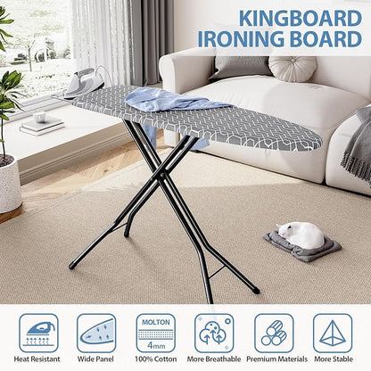KINGBOARD Foldable Ironing Board Full Size, Iron and Ironing Board Set Standard