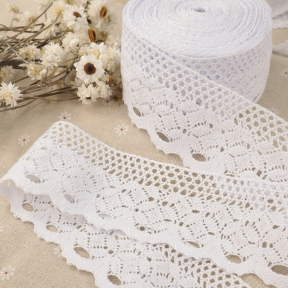 White Lace Ribbon 11 Yards Cotton Lace Trim Crochet Sewing Lace for Crafts, Gift Package Wrapping, Bridal Wedding Decoration, Scrapbooking Supplies