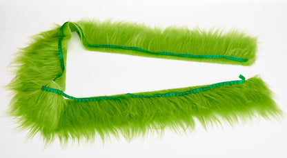 Shaggy Plush Faux Fur Fabric Precut Strips Fluffy Fuzzy Craft Furr for Gnomes Beard Hair Cosplay Costume Dwarf Decoration (Green, 4x60 inch)