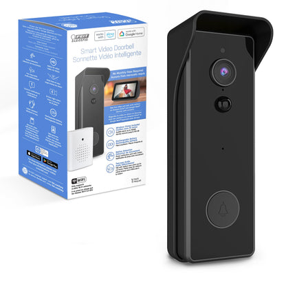 Feit Electric Doorbell Camera, 2.4 GHz WiFi, No Hub, Two-Way Audio, Motion Detection, Night Vision, 1080p HD, Micro SD Card Storage, Wireless Chime Included, Hardwired, CAM/Door/WiFi
