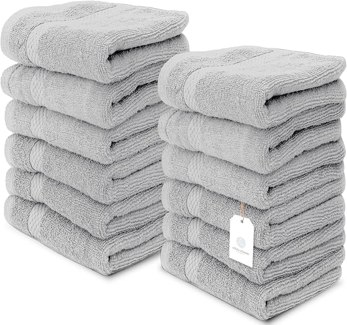 White Classic Luxury Cotton Washcloths 13x13 Inch