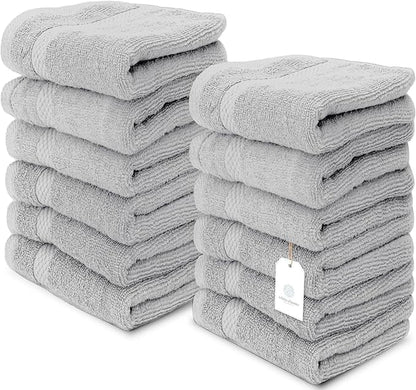 White Classic Luxury Cotton Washcloths 13x13 Inch