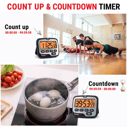 TempPro TM01 Kitchen Timers for Cooking with Count Up Countdown Timer, Digital Timer for Kids Students with Touch Backlight, Study Timers for Classroom Teacher Supplies(Previously ThermoPro)