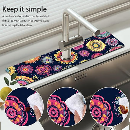 Bimkole 2 PCS Faucet Absorbent Mat, Kitchen Faucet Sink Splash Guard Wraparound
