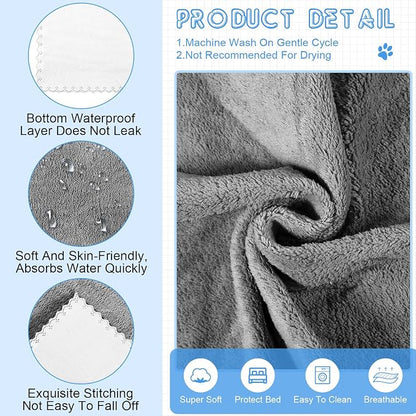 Thyle 12 Pcs Washable Pee Pads for Dogs Reusable Waterproof Training Puppy Pads Bulk Absorbent Pet Whelping Small Dog Mats for Crate Bed Sofa(Gray,13 x 18 Inch)