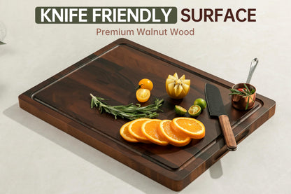 THETCHRY Walnut Cutting Boards For Kitchen, End Grain Wooden Cutting Board with Handle, Chopping Board Double Sided Charcuterie Boards For Meal Prep & Serving with Gift Box（Black Walnut）17”X13” X1”