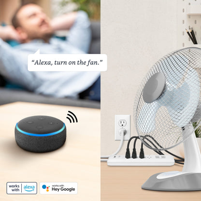 Feit Electric Indoor Smart WiFi Plug Works with Alexa and Google Home, No hub Required, 2.4 Ghz Network Only, Remote Control from Anywhere 15 Amp Smart Outlet Plug, Indoor, White with Night Light