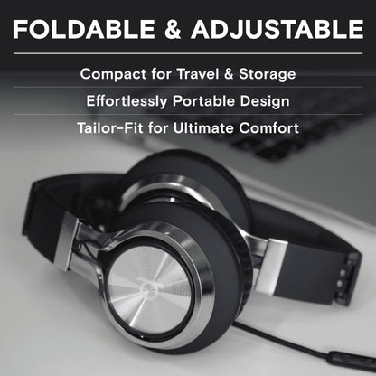 ARTIX CL750 Wired Headphones with Mic & Volume Control — Noise Isolating On-Ear Headphones for Computer and Laptop Wired, Plug in Corded Headphone Over Ear with Wire (Foldable, Aux Jack 3.5mm)