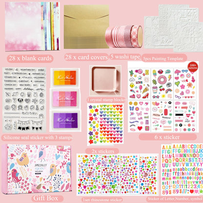 Card Making Supplies For Adults and Kids,Card Making Kits 28 Blank Greeting Cards and Envelopes with Supplies And Stamp Set- Giftable DIY Greeting Card Set- Happy Birthday Christmas Thank You