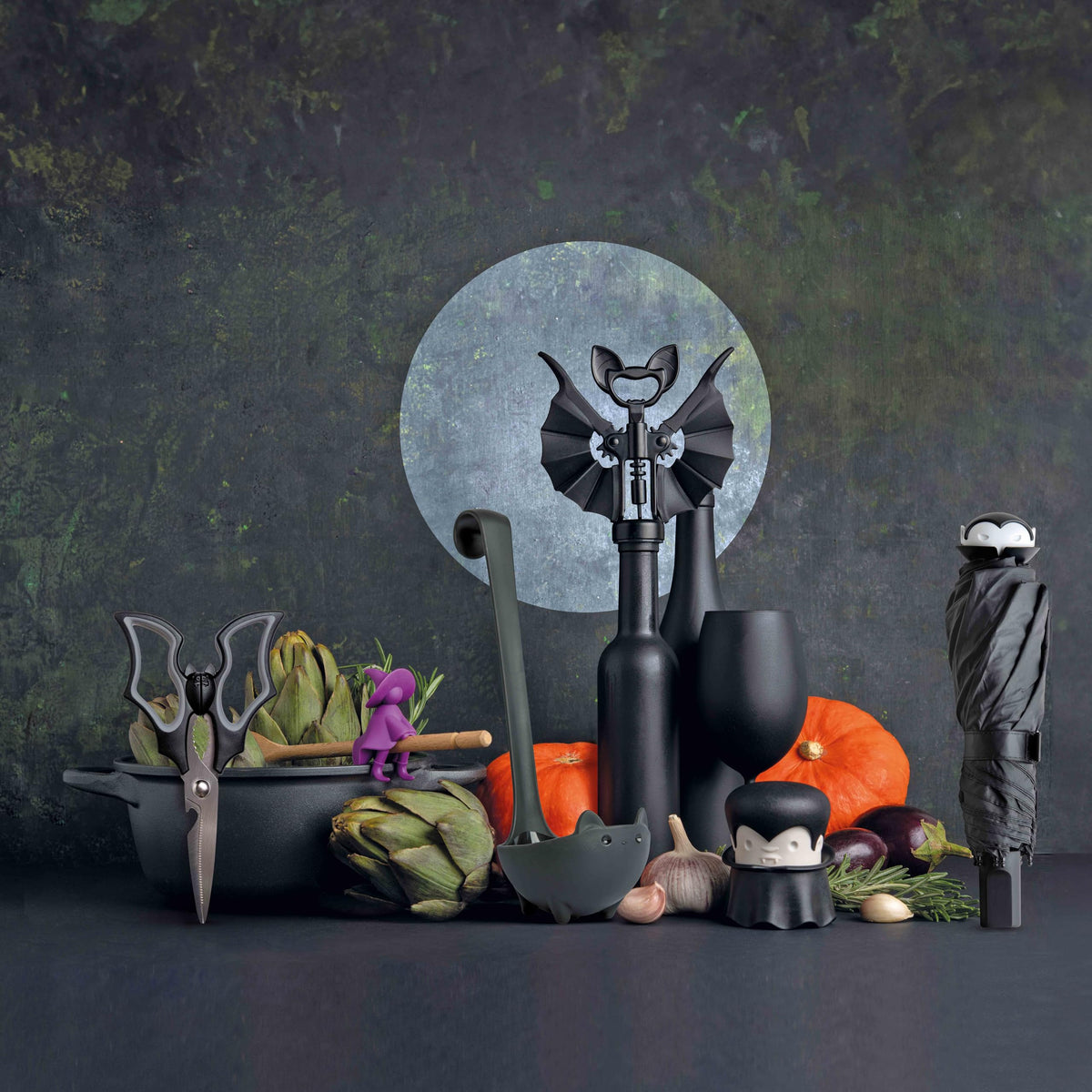 OTOTO Vino Spooky Bat 2-in-1 Wine & Beer Opener, Corkscrew & Bottle Opener - Goth Wine Accessories & Gifts for Wine Lovers