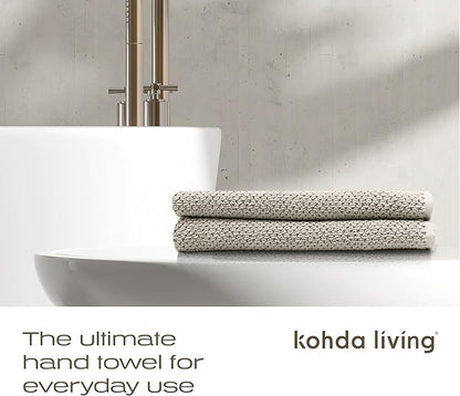 Luxury Silver-Infused Beige Guest Hand Towels 2-Pack Set, 23.6"x17.7"