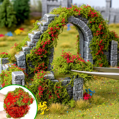 Warmtree Realistic Miniature Vines Simulation Vine Miniature Plants for DIY Mini Model Railway Fairy Garden Architecture Diorama Supplies Scenery Landscape Layout (Red)
