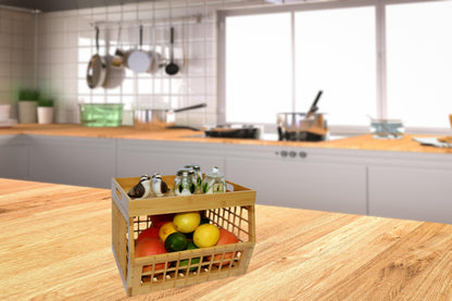 altCooking Hub Bamboo Stackable, Open Front, Medium Storage Bins with Serving Tray Lid
