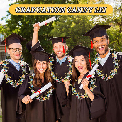 MARFOREVER 174 Pcs Graduation Candy Lei Making Kit, 24 Pcs Graduation Candy Lei Tubing 144 Grad Paper Cut 6 Rolls Ribbons for Congrats Grad Class of 2026 Party Supplies DIY Gifts Wreaths