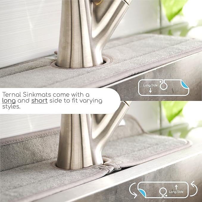 Ternal Original SINKMAT 15in Faucet Splash Guard Extra Long Microfiber Sink