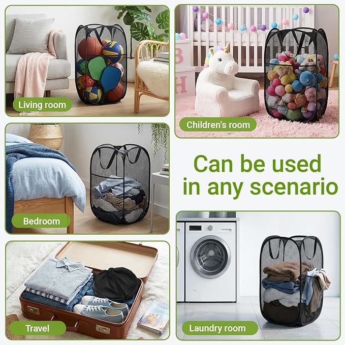 BATTOO Deluxe Strong Mesh Pop up Laundry Hamper Basket