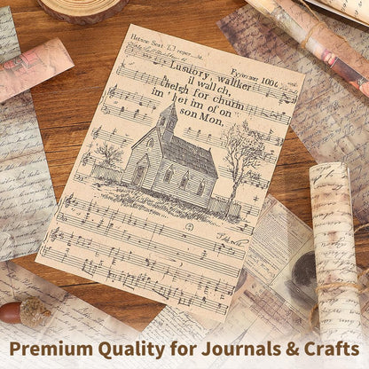icceemee 160 Sheets of Retro Manuscript Scrapbook Paper, journaling Scrapbook Supplies Craft Collage Paper Set, Junk Journal Bullet Journal Poster Room Decor for Card Making Decorative Gifts