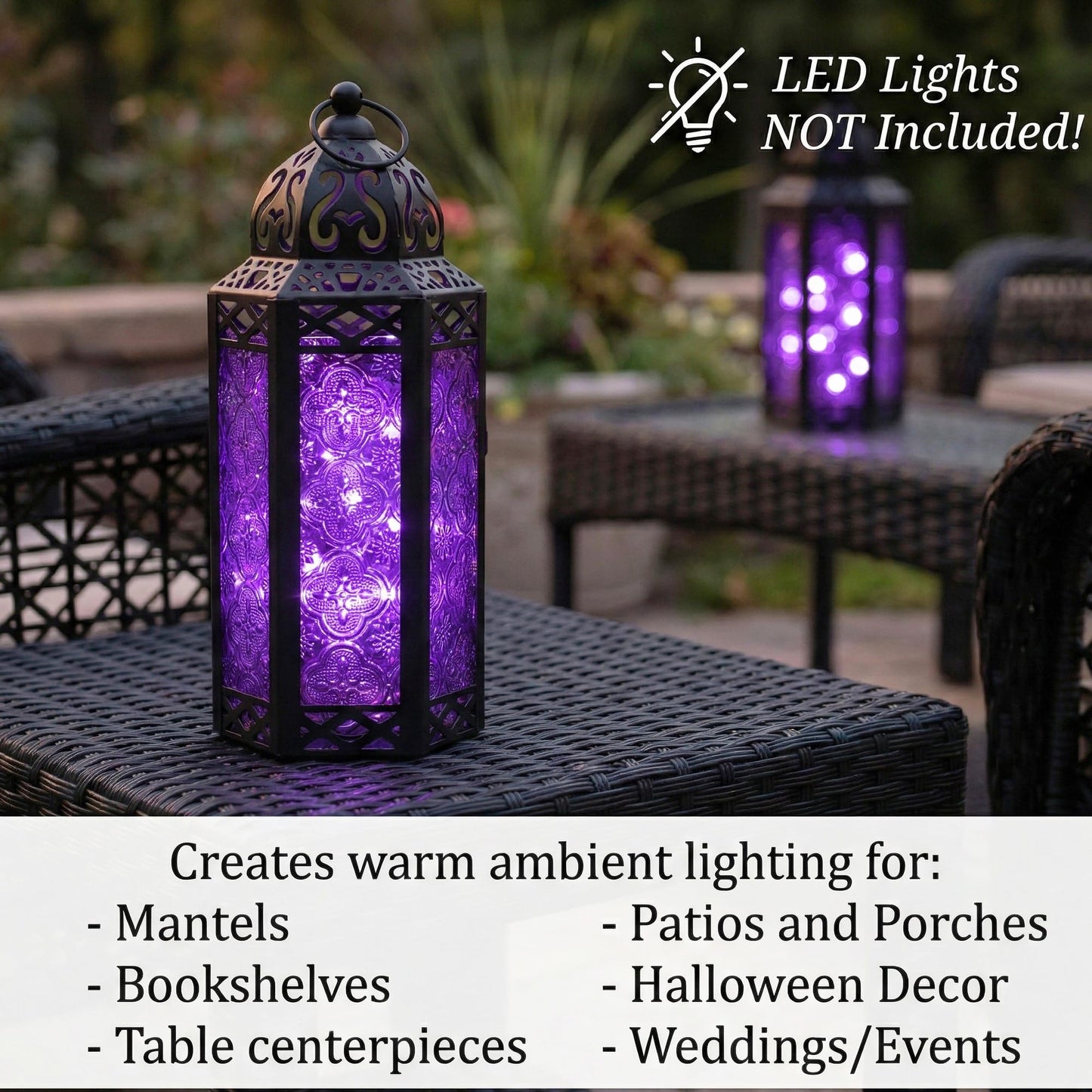 Vela Lanterns Decorative Indoor Moroccan Gothic Candle Holder, Purple, M